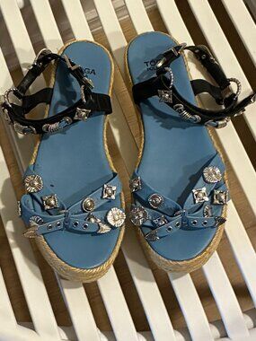 Toga Pulla Western Platform Espadrilles, Size 39